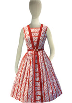 Charming 1950s Red & White Polka Dots Cotton Dress - New!