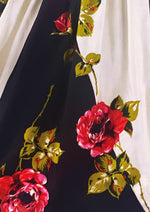 Vintage Early 1960s Crimson Roses Silk Dress- NEW!