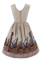 1950s Poodle Print Oatmeal Cotton Novelty Dress- New!