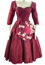 Sophisticated 1950s Merlot Satin Cocktail Dress- New! (ON HOLD)