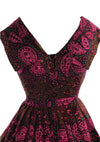 Vintage 1950s Magenta Paisley Print Cotton Dress- New!