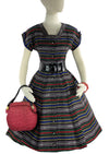 Striking 1950s Rainbow Striped Taffeta New Look Dress- New!