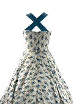 1950s Blue Delphinium Print Sundress Ensemble  - New!