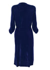Early 1940s Blue Velvet Dress with Sequin Floral Spray - New!