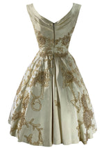 1950s Cream Silk Satin Ceil Chapman Designer Cocktail Party Dress- New!