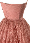 Vintage 1950s Rose Pink Lace Party Dress - New!