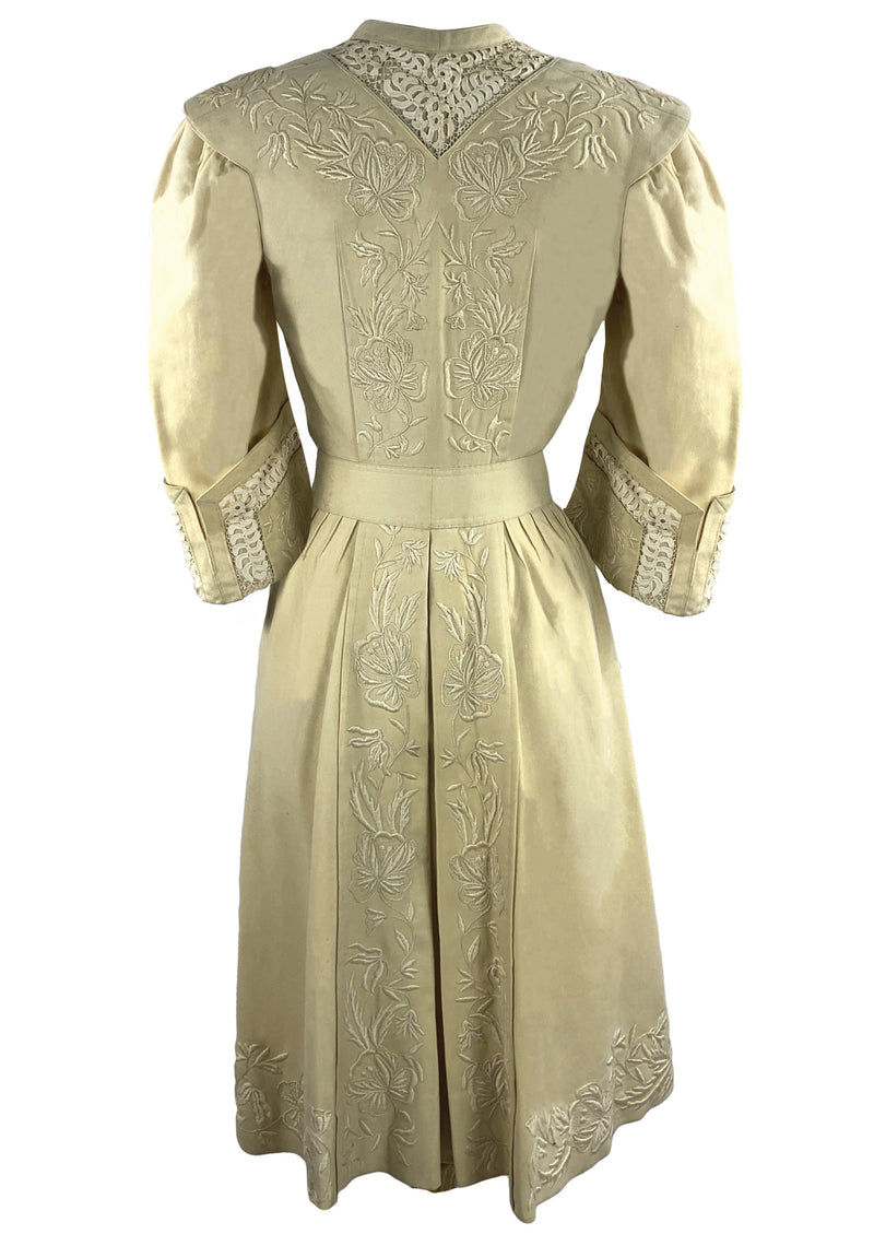 Spectacular 1900s Embroidered Cream Wool Coat- New!