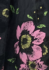 Lovely 1950s Black Floral Taffeta Dress with Flocking - New!