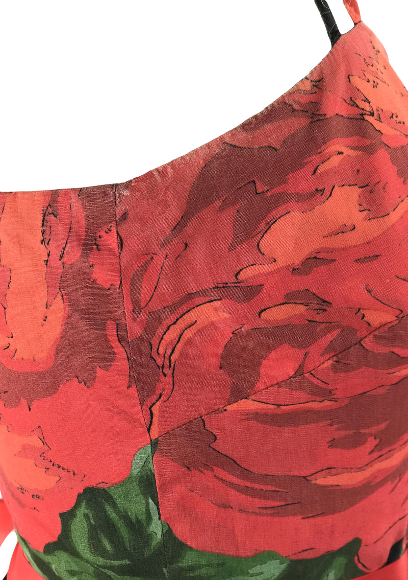 Vintage 1950s Collectable Large Red Roses Dress- New!