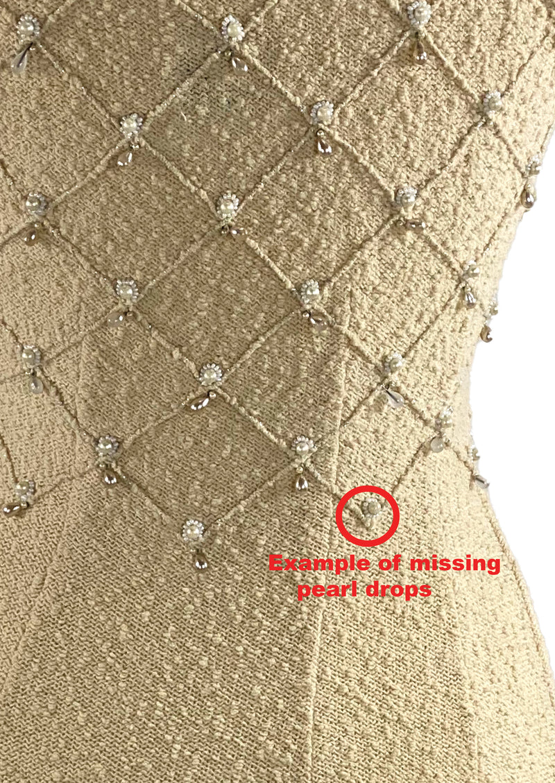 Vintage 1950s Cream Knit Sheath Dress - NEW!