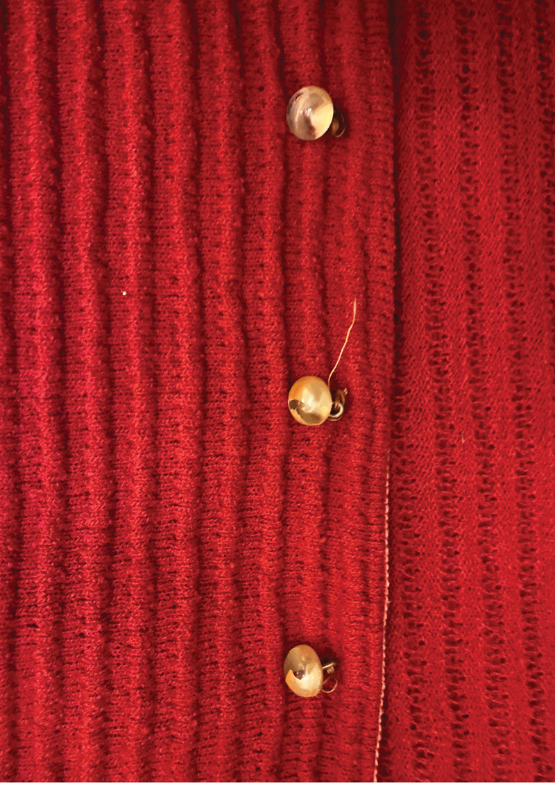 Vintage 1940s Cherry Red Knit Suit- New!