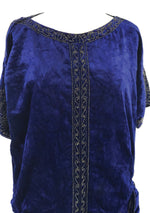 1920s Sapphire Blue Velvet Beaded Flapper Party Dress- New!