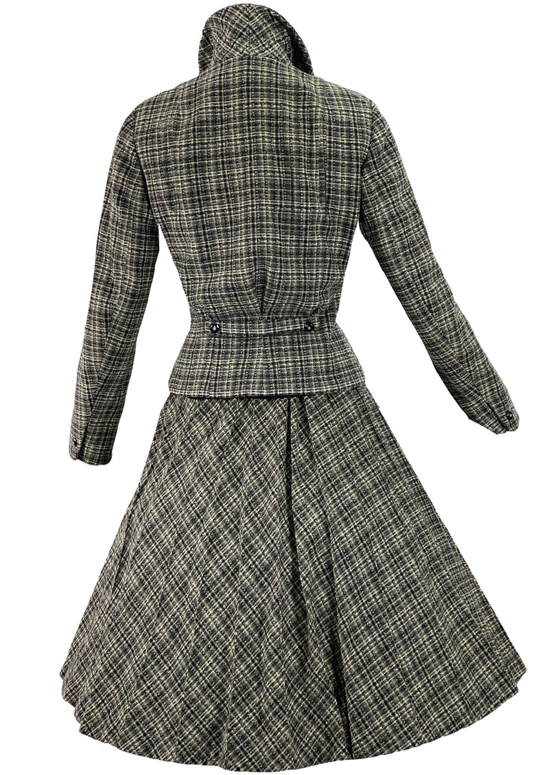 Vintage 1950s Charcoal Plaid Wool Suit- New!