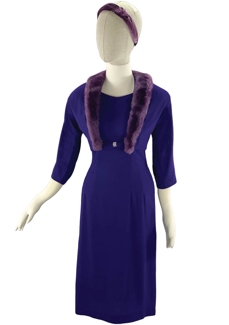 Vintage 1950s Purple Wool Dress Ensemble- New! (ON HOLD)