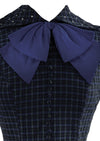 Vintage 1950s Black and Blue Plaid Day Dress- NEW!