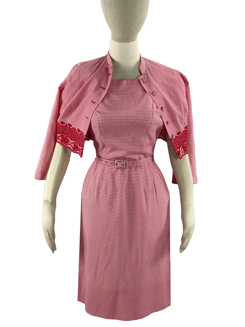 1950s Pink & White Gingham Ensemble by Betty Barclay- NEW!