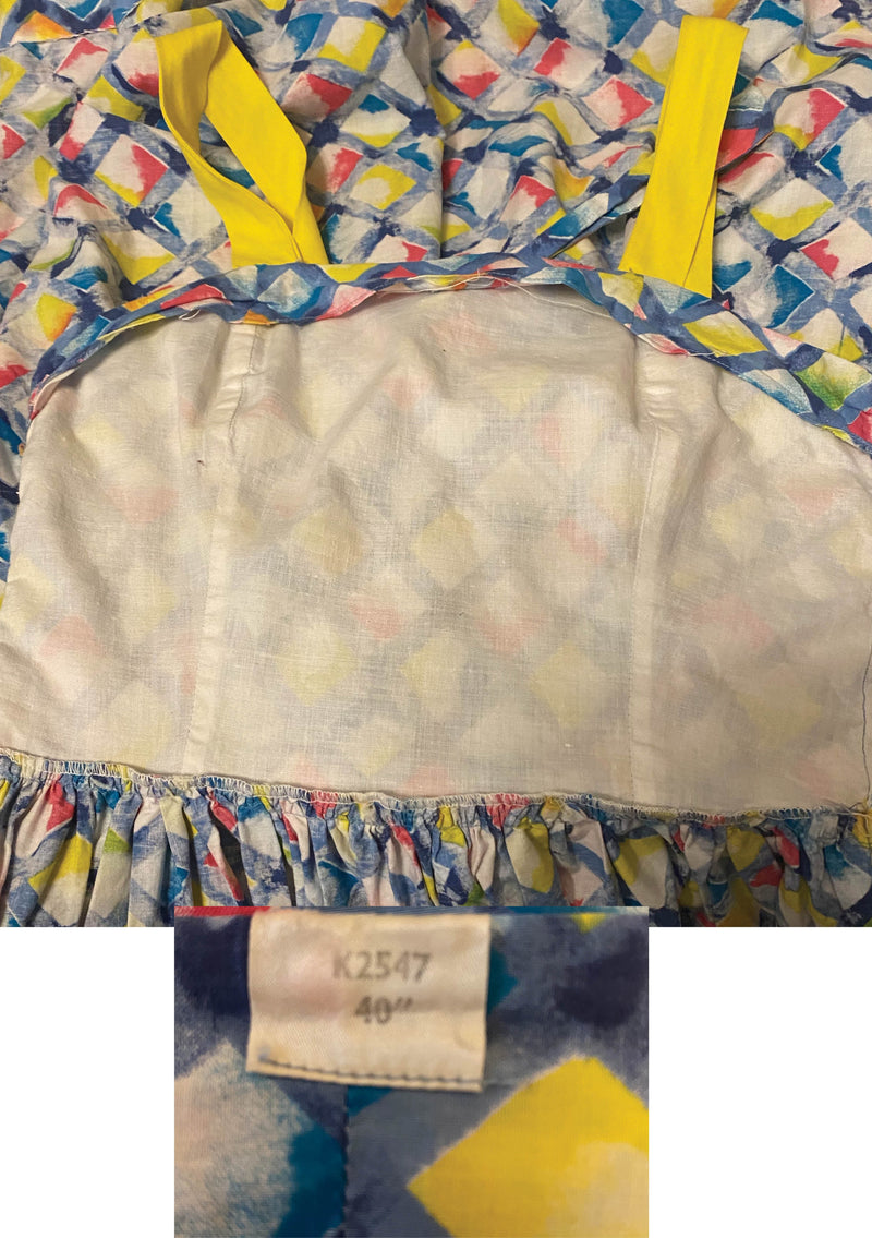 Early 1960s Harlequin Print Cotton Sundress & Bolero- New!