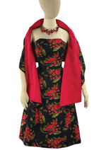 Late 1950s Cherry Print Cotton Dress and Stole - New!