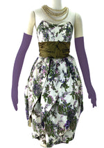 Late 1950s Dramatic Purple Floral Petal Shaped Dress - New!