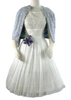 Late 1950s Early 1960s White Chiffon Cocktail / Wedding Dress- New!