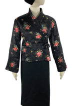 Stunning Early 1930s Black Floral Quilted Jacket  - NEW!