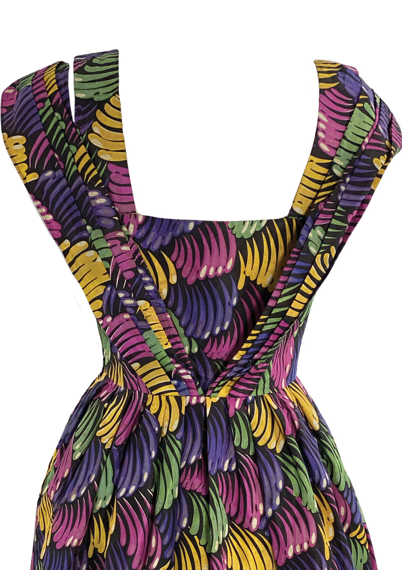 Vintage 1940s Novelty Print Silk Taffeta Dress - New!