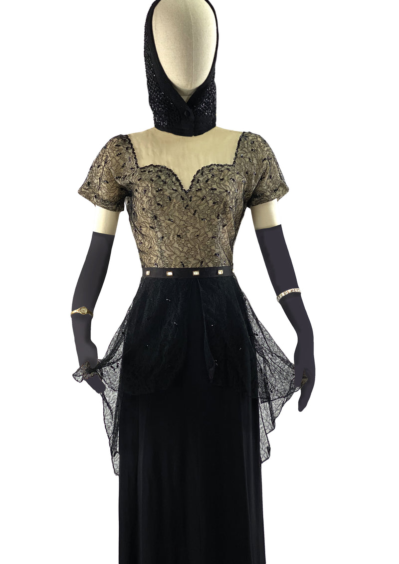 Vintage 1940s Black Designer Frank Starr Gown - NEW! Coutura Vintage Vintage 1940s Black Designer Frank Starr Gown - NEW! Coutura Vintage