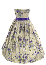 1950s Strapless Purple Floral Print Party Dress- New!