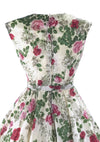 Early 1950s Pink/Red Rose Print Rayon Dress- New!