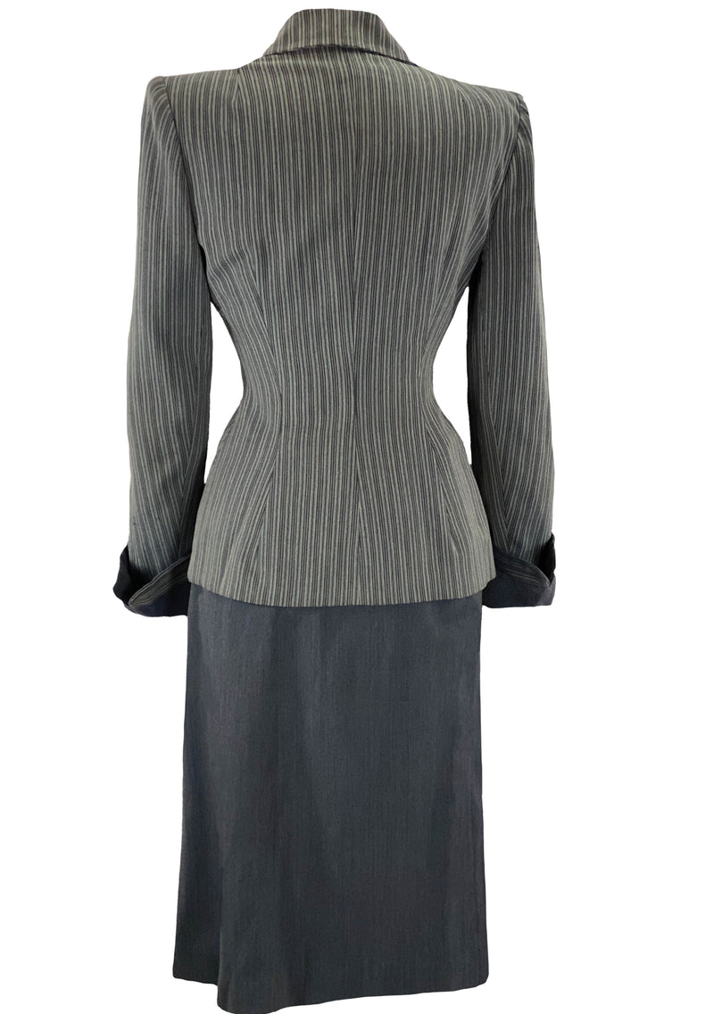 Sophisticated 1940s Striped Two-Tone Wool Suit- New!
