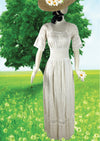 1970s Young Edwardian Look White Cotton Maxi Dress- New!