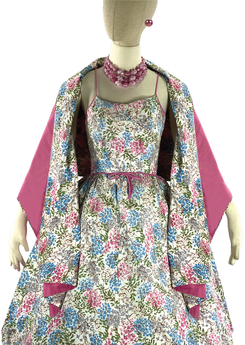 Late 1950s British Designer Dress and Wrap Ensemble- New!
