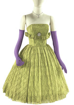 Early 1960s Chartreuse Lace Party Dress - NEW!