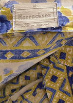 Late 1950s Quality Horrockses Designer Blue Rose Print Cotton Dress - New!