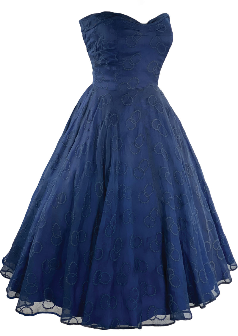 Vintage 1950s Navy Organza Cocktail Dress Ensemble- New!
