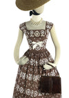 Vintage 1950s Brown and White Horrockses Designer Dress- New!
