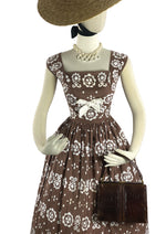 Vintage 1950s Brown and White Horrockses Designer Dress- New!