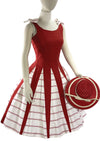 Vintage 1957 Red and White Sunray Inserts Cotton Dress - New!