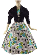 Late 1950s Plum Novelty Print Cotton Day Dress - NEW!