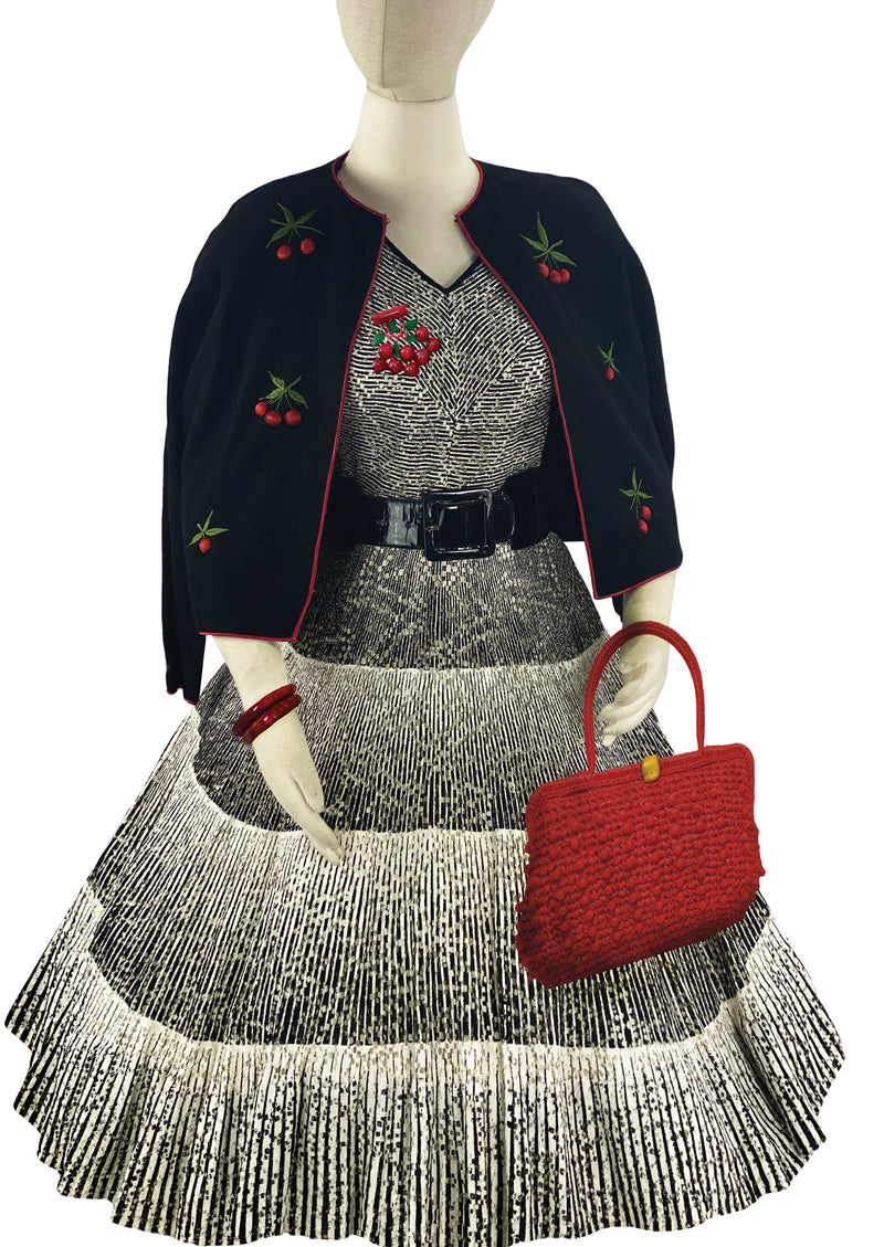 Late 1950s Black and White Cotton Lace Dress- NEW!