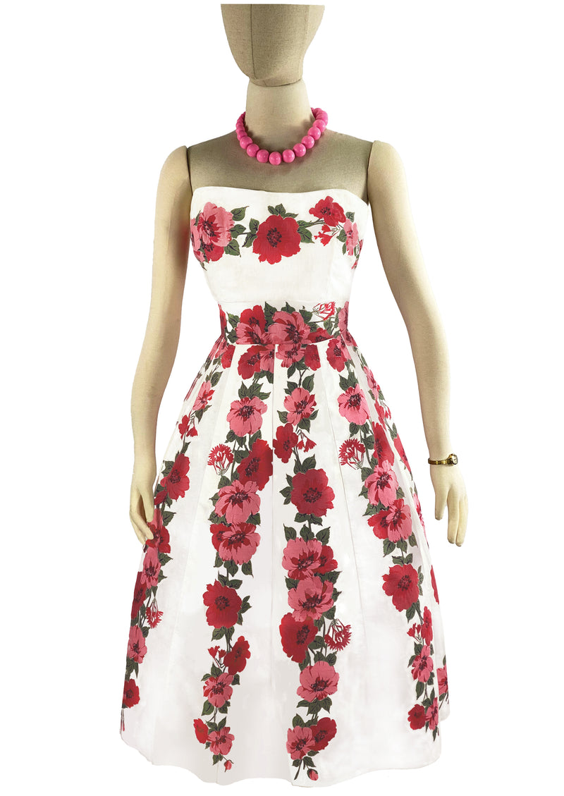Vintage 1950s Pink Trailing Flowers Dress- NEW!