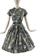 Vintage 1950s Floral Novelty Print Cotton Dress - NEW!