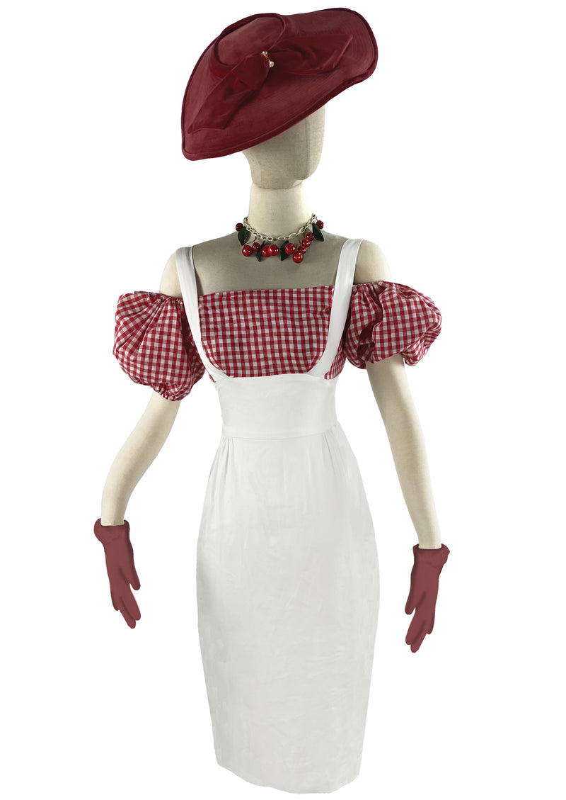 Late 1950s to Early 1960s Red & White Wiggle Dress - NEW!
