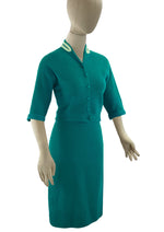 Vintage Early 1960s Teal Coloured Wool Knit Suit - NEW!