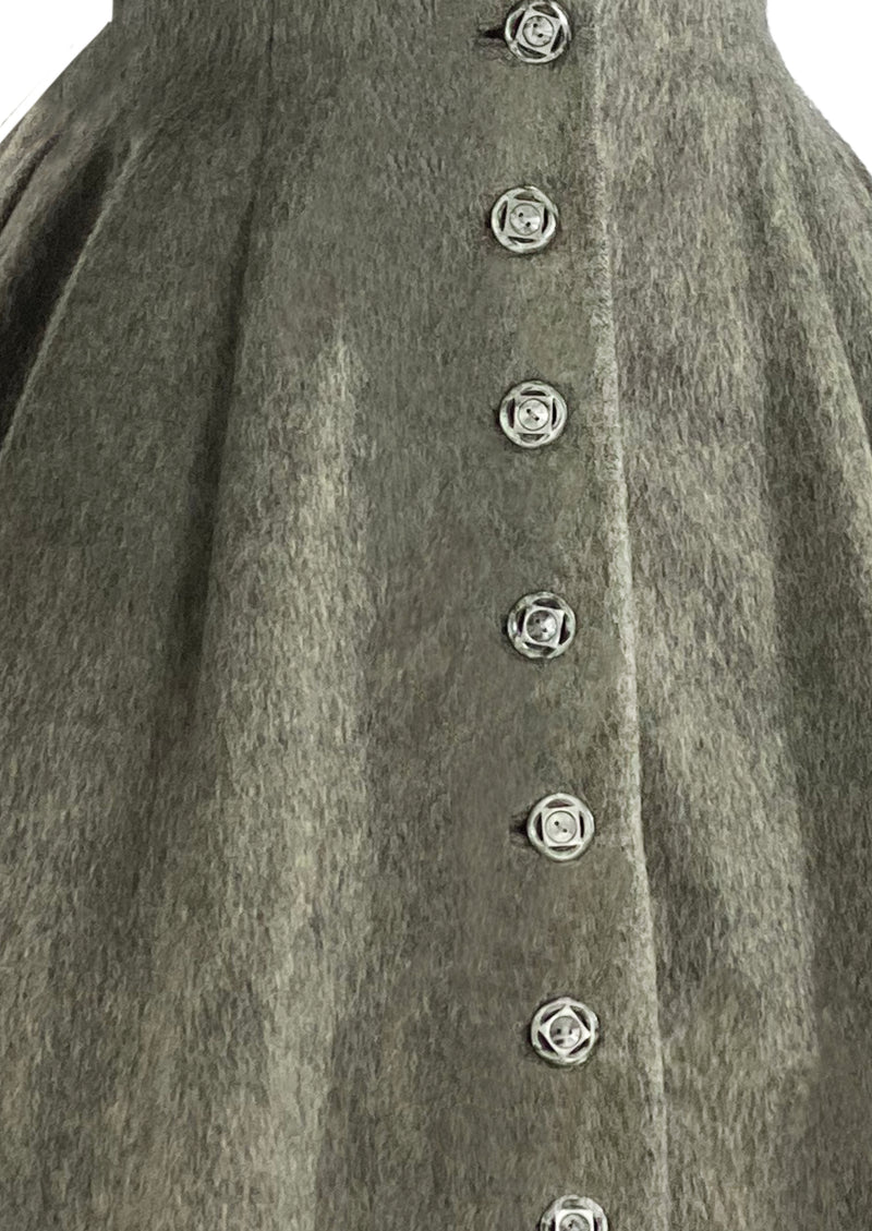 Dramatic 1950s Grey Flecked Wool Princess Coat- NEW!