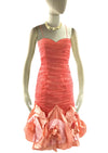 1980s 3D Coral Chiffon Designer Party Dress  - New!