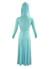 Vintage 1970s Blue Hooded Maxi Dress Ensemble - NEW!