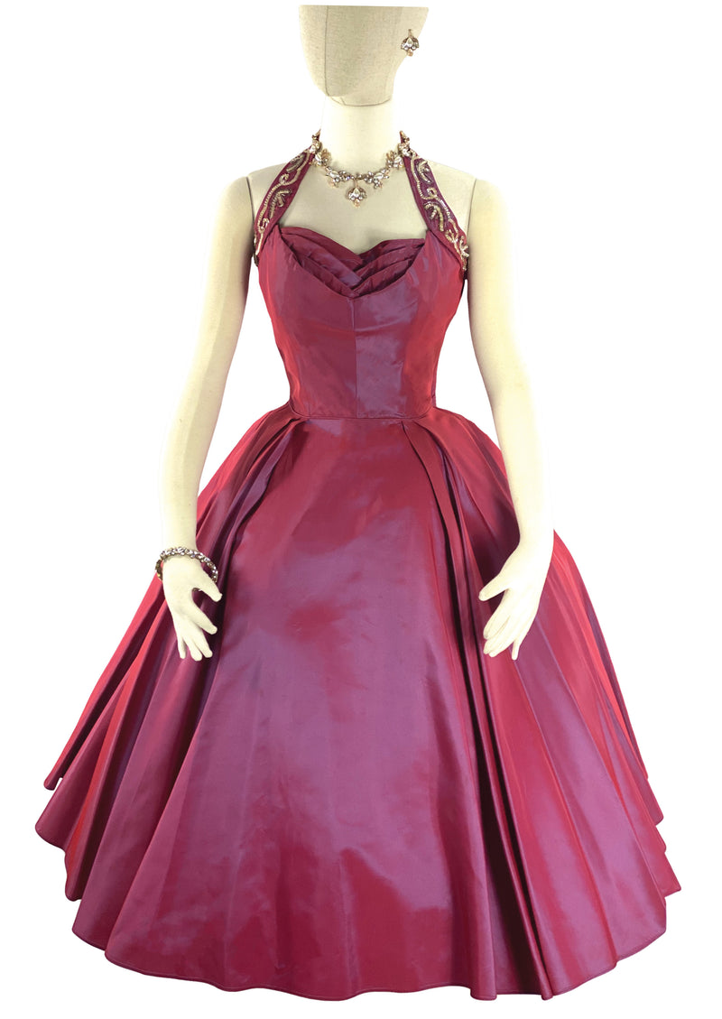 Vintage 1950s Purple Sharkskin Taffeta Cocktail Dress- New!