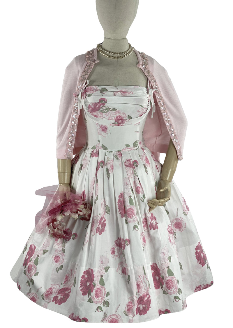 1950s Muted Pink Roses Floral Sundress- New!