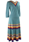 Rare 1940s Cotton Knit Rainbow Dress Ensemble- New!